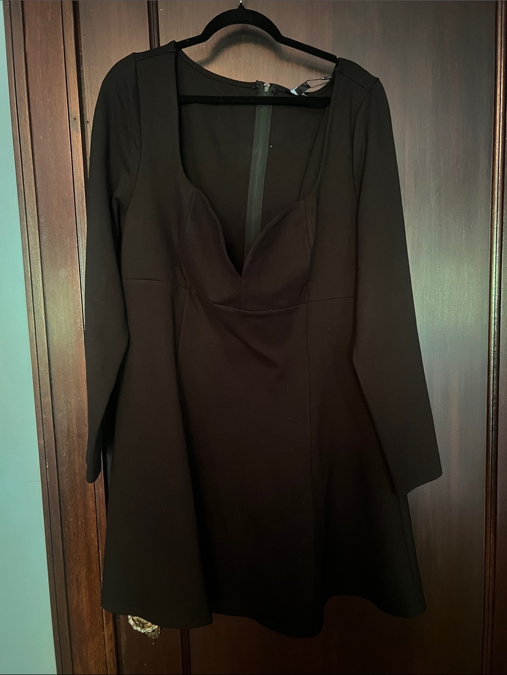 Classic Black Long-Sleeve Fit & Flare Dress